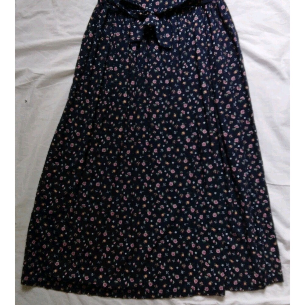Vintage Fiber Optics Button Down Dress 90s Cottagecore Fairycore Blue Floral 7/8 - Picture 10 of 11